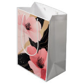 Bloemroze gouden verjaardag medium cadeauzakje (Achterkant Gekanteld)