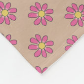 Bloemroze grafische bloemen op elke kleur fleece deken (Hoek)