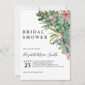 Bloemroze groene Cactus Succulent Vrijgezellenfees Kaart (Voorkant)