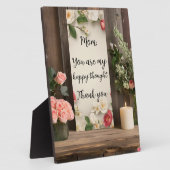 Bloemroze ivoor moeder Happy Thought Barnwood Fotoplaat (Zijkant)