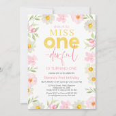 Bloemroze lente Miss Onederful 1e verjaardag Kaart (Voorkant)