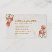 Bloemroze Magnolia Wit Marmer Gouden Script Visitekaartje (Achterkant)