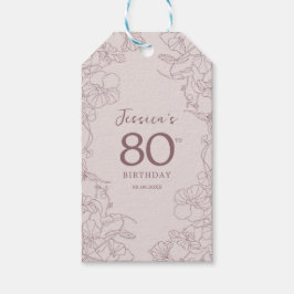 Bloemroze Mauve Verjaardag Cadeaulabel