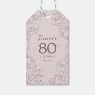 Bloemroze Mauve Verjaardag Cadeaulabel