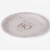 Bloemroze Mauve Verjaardag Papieren Bordje (Gekanteld)