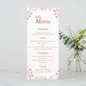 Bloemroze minimalistisch huwelijksmenu menu (Staand voorkant)