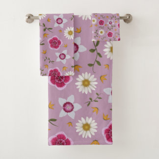 Bloemroze moderne Dianthus & Daisy met de hand get Bad Handdoek