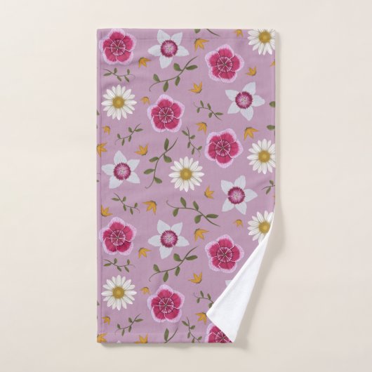 Bloemroze moderne Dianthus & Daisy met de hand get Bad Handdoek (Handdoek)