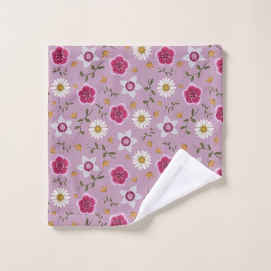 Bloemroze moderne Dianthus & Daisy met de hand get Bad Handdoek (Wasdoekje)