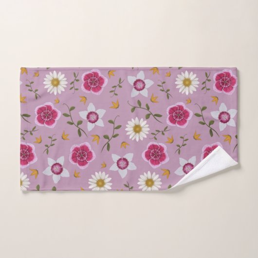 Bloemroze moderne Dianthus & Daisy met de hand get Bad Handdoek (Handdoek)