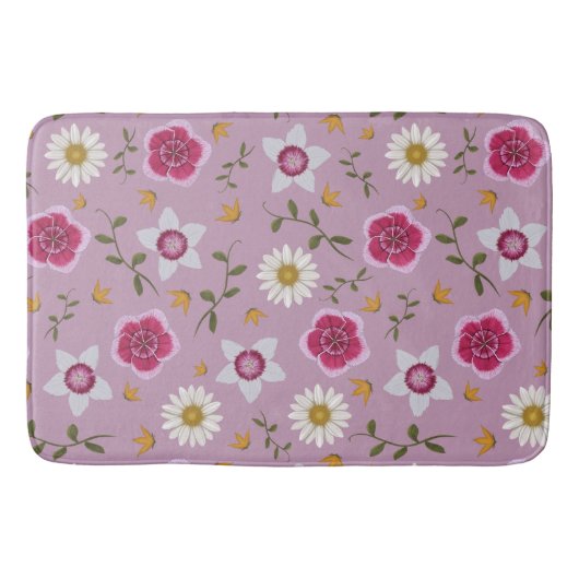 Bloemroze moderne Dianthus & Daisy met de hand get Badmat (Voorkant)