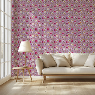 Bloemroze moderne Dianthus & Daisy met de hand get Behang
