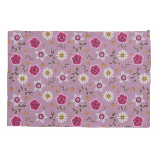 Bloemroze moderne Dianthus & Daisy met de hand get Kussensloop (Achterkant-Links)