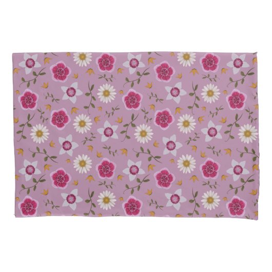 Bloemroze moderne Dianthus & Daisy met de hand get Kussensloop (Voorkant-Links)