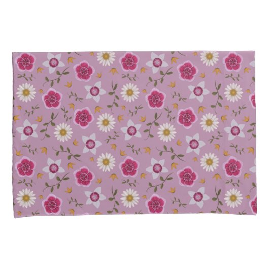 Bloemroze moderne Dianthus & Daisy met de hand get Kussensloop (Voorkant-Rechts)
