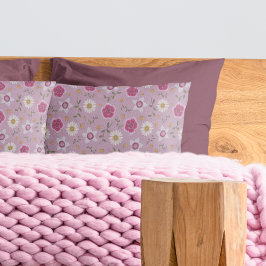 Bloemroze moderne Dianthus & Daisy met de hand get Kussensloop