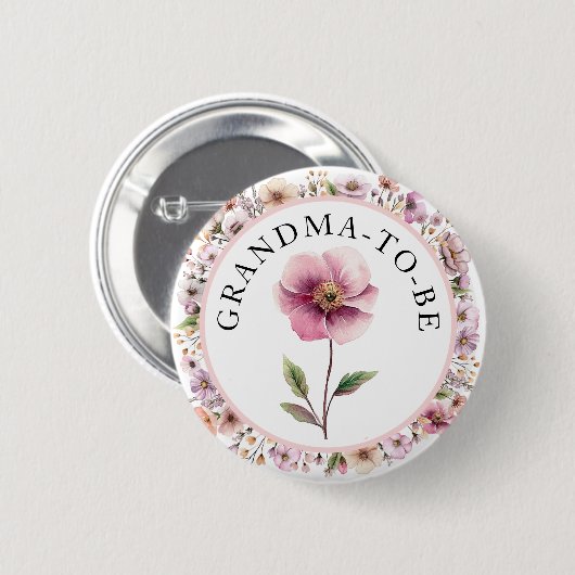 Bloemroze oma om Button te zijn - Dusty Wildflowe (Voorkant /achterkant)