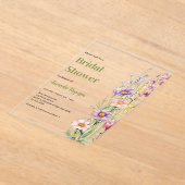 Bloemroze paarse heldere Vrijgezellenfeest Acryl Uitnodigingen (Laagn)