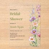 Bloemroze paarse heldere Vrijgezellenfeest Acryl Uitnodigingen (Voorkant)