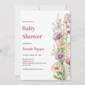 Bloemroze paarse meisje Baby shower Kaart (Voorkant)