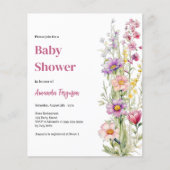 Bloemroze paarse meisje Baby shower uitnodiging (Voorkant)