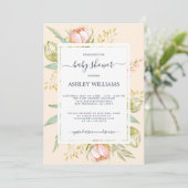 Bloemroze Peony Rustic Boho Blush Baby shower Kaart (Staand voorkant)
