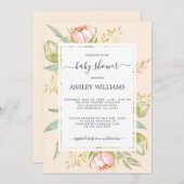 Bloemroze Peony Rustic Boho Blush Baby shower Kaart (Voorkant / Achterkant)