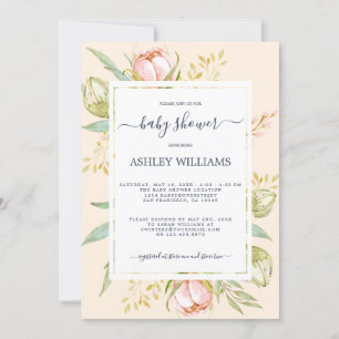 Bloemroze Peony Rustic Boho Blush Baby shower Kaart