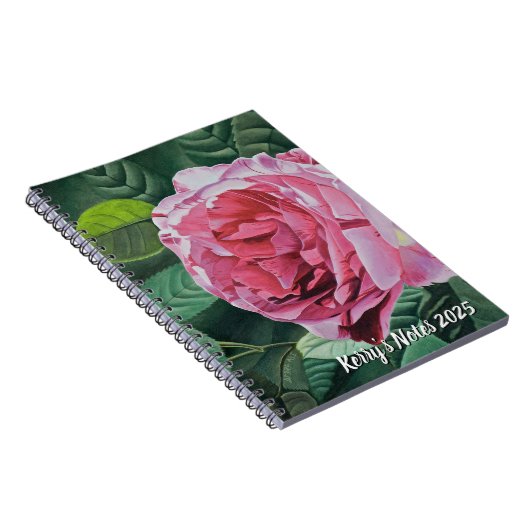 Bloemroze pioen notitieboek (Rechterzijde)