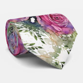 Bloemroze pioen Waterverf Stropdas witte achtergro (Opgerold)