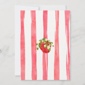 Bloemroze rode aardbeienbes eerste verjaardag kaart (Voorkant)