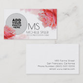 Bloemroze roos voor elegante vrouwen, foto visitekaartje (Voorkant / Achterkant)
