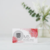 Bloemroze roos voor elegante vrouwen, foto visitekaartje (Staand voorkant)