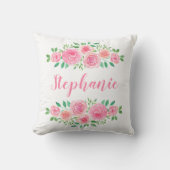 Bloemroze Roses Girl's Name Kussen (Voorkant)