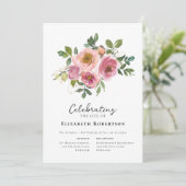 Bloemroze rozen begrafenis kaart (Staand voorkant)