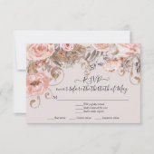 Bloemroze Rozen Boho Earth Tone RSVP Response (Voorkant)