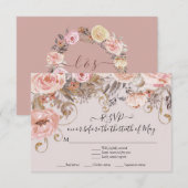 Bloemroze Rozen Boho Earth Tone RSVP Response Kaartje (Voorkant / Achterkant)