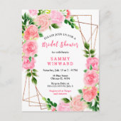 Bloemroze rozen met gebladerte Vrijgezellenfeest Briefkaart (Voorkant)