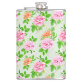 Bloemroze Rozen Patroon-2367 Heupfles (Voorkant)