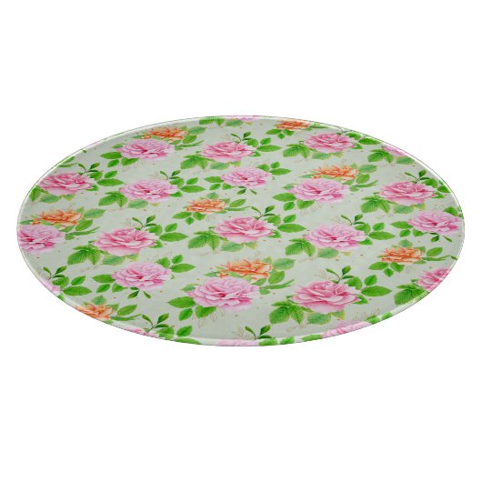 Bloemroze Rozen Patroon-2367 Snijplank (Hoek)