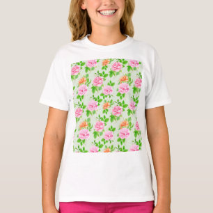 Bloemroze Rozen Patroon-2367 T-shirt