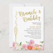 Bloemroze Sinaasappel Brunch Bubbly Vrijgezellenfe Kaart (Voorkant)