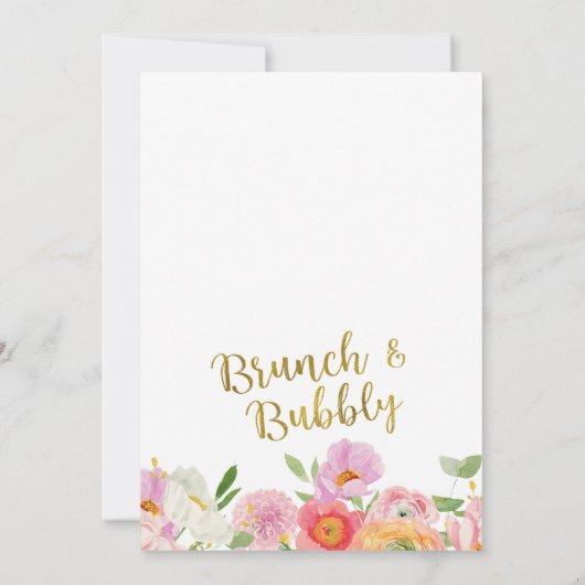 Bloemroze Sinaasappel Brunch Bubbly Vrijgezellenfe Kaart (Achterkant)