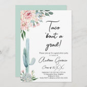 Bloemroze Taco over een Afstudeerder, Afstuderen Kaart (Voorkant / Achterkant)