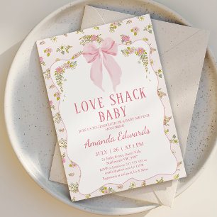 Bloemroze Tiny Bow Love Shack Baby Baby shower Kaart