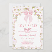 Bloemroze Tiny Bow Love Shack Baby Baby shower Kaart (Voorkant)