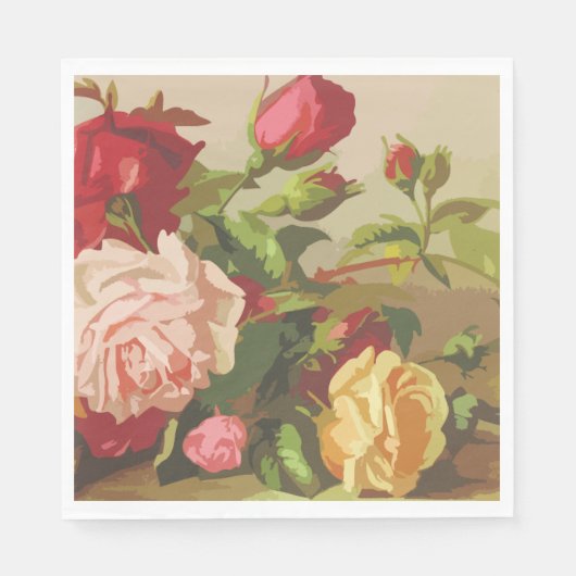 Bloemroze Waterverf Trend Rozen Daisies Servet (Voorkant)