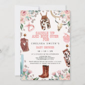 Bloemroze Western Rodeo Baby shower Kaart (Voorkant)