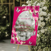 Bloemroze zilveren Tiara Butterfly Quinceañera Acryl Bord