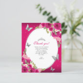 Bloemroze zilveren vlinder Quinceañera foto (Staand voorkant)